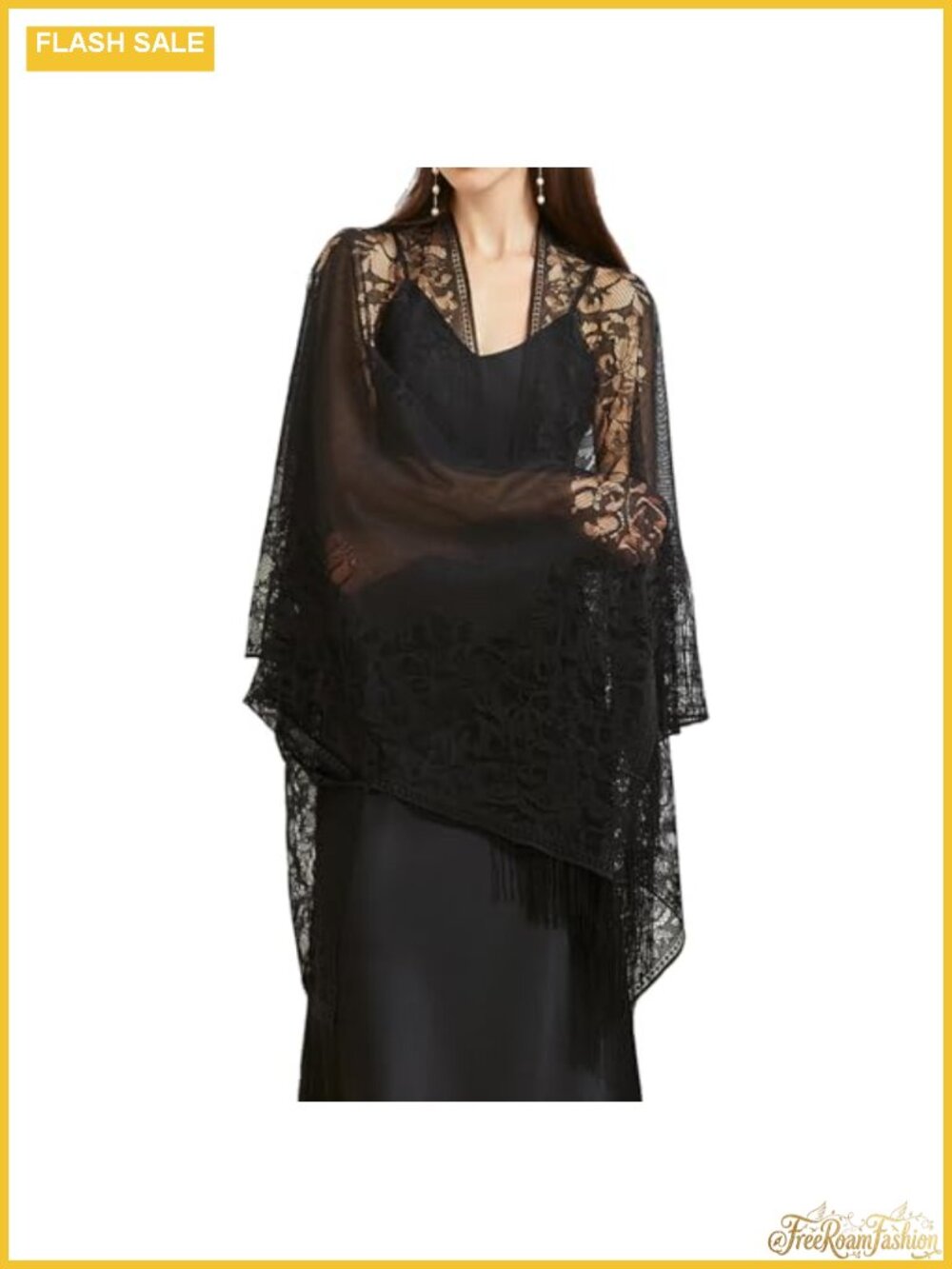 Lace Shawl Wrap for Women 1920s Evening Cardigan Fringe